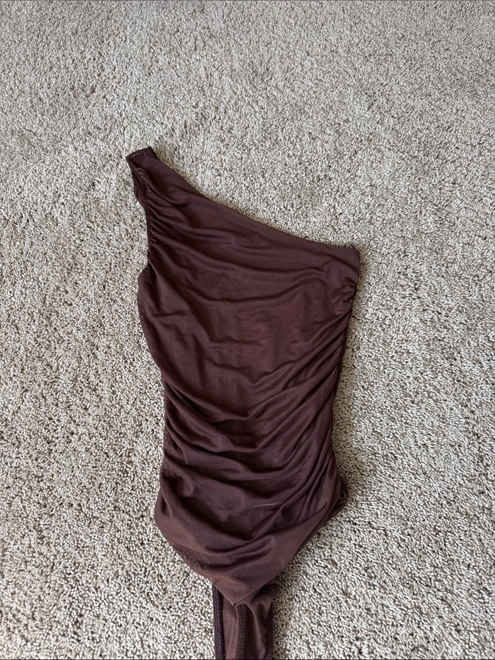 Brown One Shoulder Bodysuit